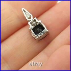 1Ct Cushion Lab-Created Sapphire Women's Pendant14K White Gold Plated Free Chain