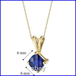 1.00 ct Cushion Cut Lab-Created Blue Sapphire Pendant in 14K Yellow Gold, 18