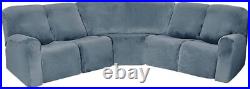 5-Seater Velvet Stretch Recliner Corner Sofa Couch Covers Curved Shape Sectional