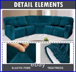 5 Seater Velvet Stretch Recliner Corner Sofa Cover L Shape Sectional Slipcover