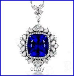 925 Sterling Silver Necklaces Cubic Zirconia Blue Cushion Prong Pear