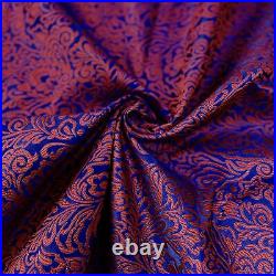 Bk151TAILOR MADE Cover/RunnerBlue Red Leaf Paisley Brocade Cushion Bolster