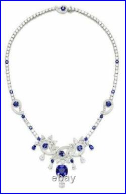 Blue Cushion Necklaces 925 Sterling Silver Cubic Zirconia Pear Bridal CZ Jewelry