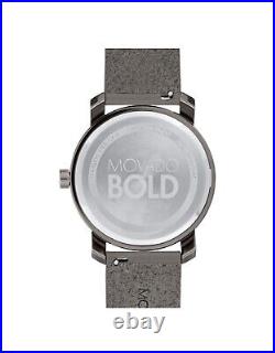 Brand New Movado Bold Men's 40mm Gray Leather Strap Watch 3600490