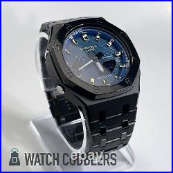 Casio G-Shock Blue Waffle & Gold with Polished Stainless Steel Band Casioak GA2100