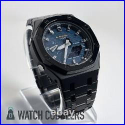 Casio G-Shock Blue Waffle & Silver Polished Stainless Steel Band Casioak GA2100