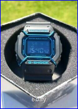 Casio G-Shock DW-5600BBM-1 with Blue Stainless Steel Wire Guard