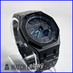 Casio G-Shock Digital Blue Dial with Polished Stainless Steel Band Casioak GA2100
