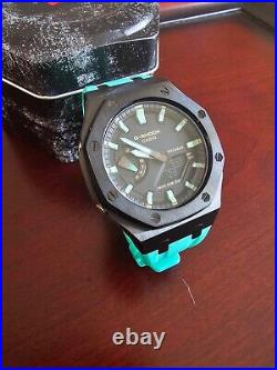 Casio G-Shock GA2100 CasiOak Custom MOD Blue Watch Teal Band New