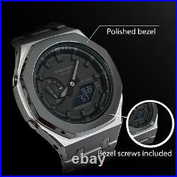 Custom Blue & Silver Casioak Casio G-Shock with Polished Stainless Steel Bracelet