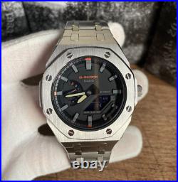 Custom Casioak G-Shock Watch GA2100 Mod Ship from USA Royal Oak Silver GEN 5