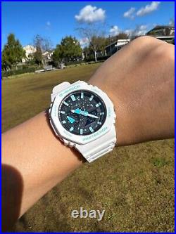 Custom Made Watch MODS All Light Blue Index Casio G-Shock White Watch GA2100-7A