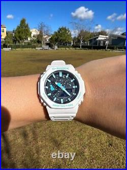 Custom Made Watch MODS All Light Blue Index Casio G-Shock White Watch GA2100-7A