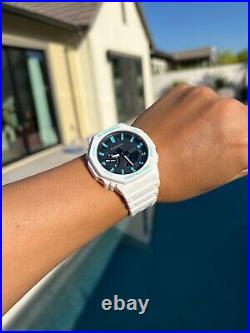 Custom Watch DIY Light Blue Index Cover Casio G-Shock White Watch GA2100-7A Mods