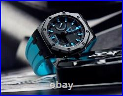 G-SHOCK GA-2100 Mod Watch Casioak Blue Stainless Steel Case RubberBand