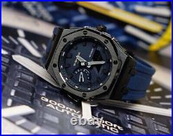 G-SHOCK GA-2100 Mod Watch Casioak Blue Stainless Steel Case RubberBand