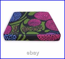 LL413t Blue Mustard Fushcia Black Green Leaf Cotton Canvas 3D Box Cushion Cover