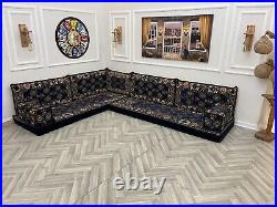 Large Floor Cushion Couch, Living Room Sofa Couch, L Shaped Corner Arabic Sofa