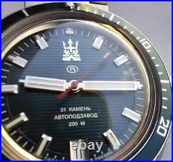 New men's watch Vostok Neptune 960897 Russian Watch Blue Dial 20ATM Self-winding