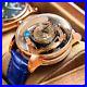 PINDU Astronomy Solar Quartz Luxury Watch Leather Band Waterproof Sapphire Watch