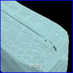 Pd1010t Aqua Faux Crocodile Glossy Leather 3D Box Sofa Seat Cushion Cover Custom