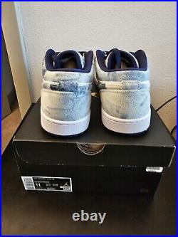 Rare Brand New in Box Size 11 Jordan 1 Low SE Washed Denim Shoes