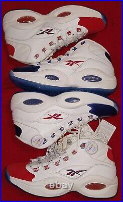 Reebok Question MID Red & Blue Toe Og. Size 13 (new With Boxes)? % Authentic
