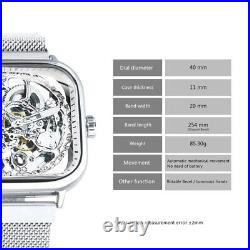 Square Skeleton Automatic Watch Luminous Engraved Movement Mechanical Watches