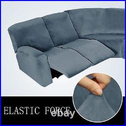 Stretch Velvet Recliner 5 Seater Corner Sectional Sofa Cover L-Shape Couch Cover